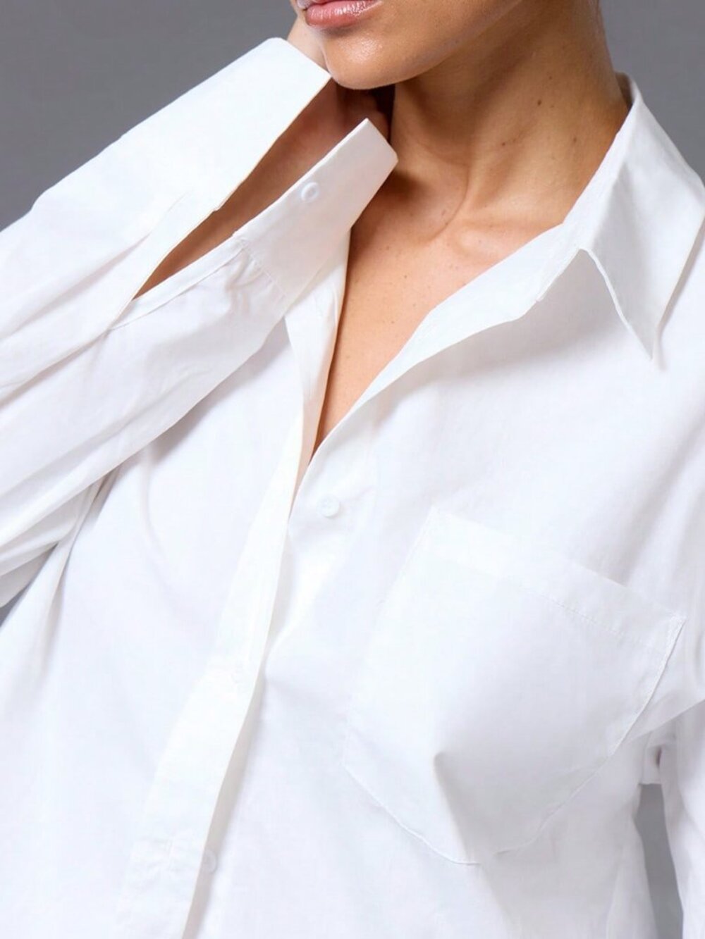White Casual Women's Button Up Shirt - Picture 5 of 5